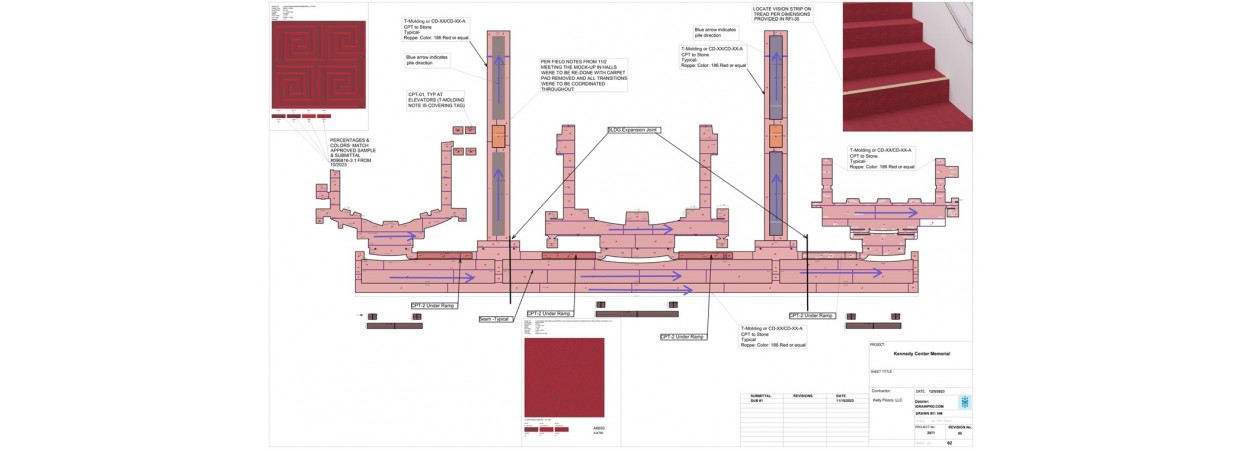 Commercial Carpet and tile flooring shop drawings