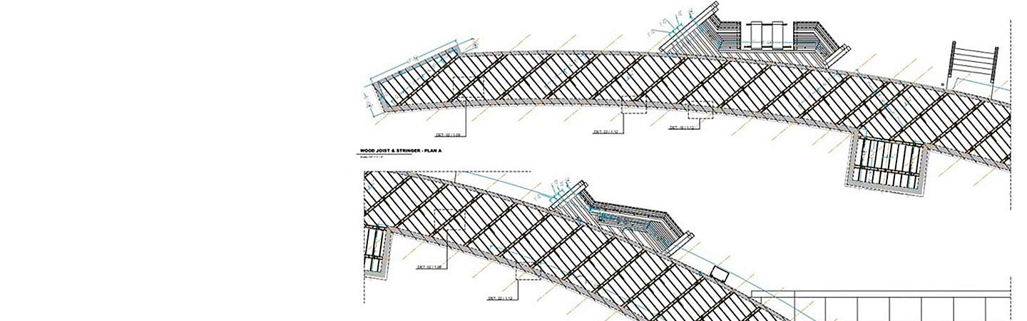 Shop drawings for the wood decking and cladding for waterfront construction project