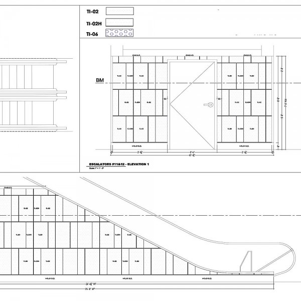 Porcelain floor and wall tile shop drawings for new shopping mall