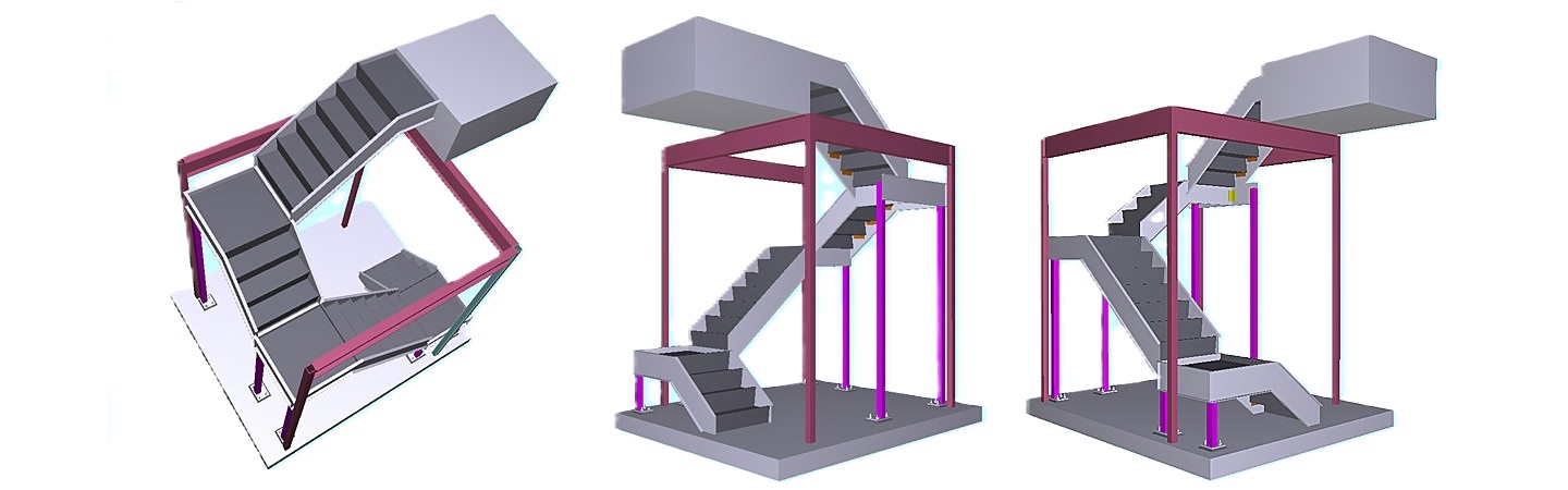 Shop drawings for a steel pan stair and a small structural steel project