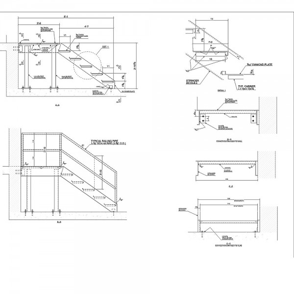 I need simple metal stairs shop drawings for permit.